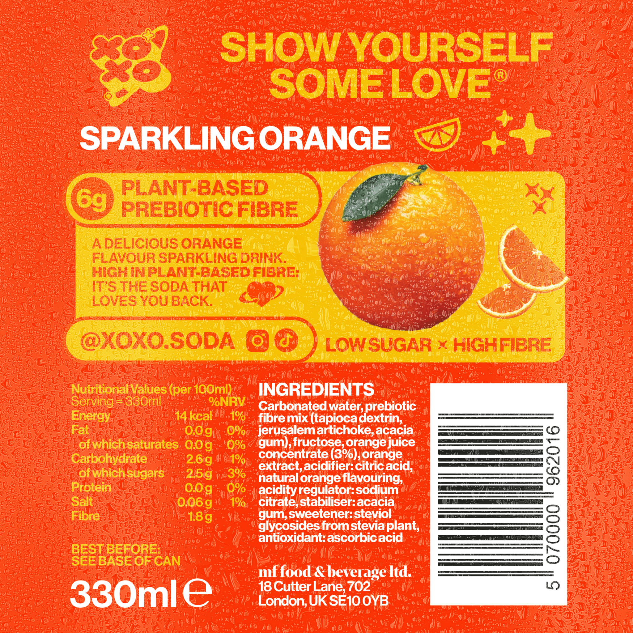 XOXO Orange Prebiotic Soda - 12 Pack - XOXO